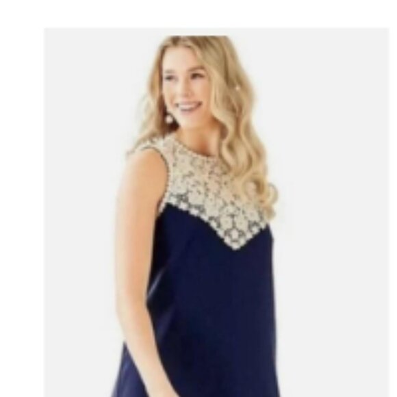Lilly Pulitzer Navy Lace Nala Soft Sleeveless Shift Dress size 4 - Picture 3 of 11